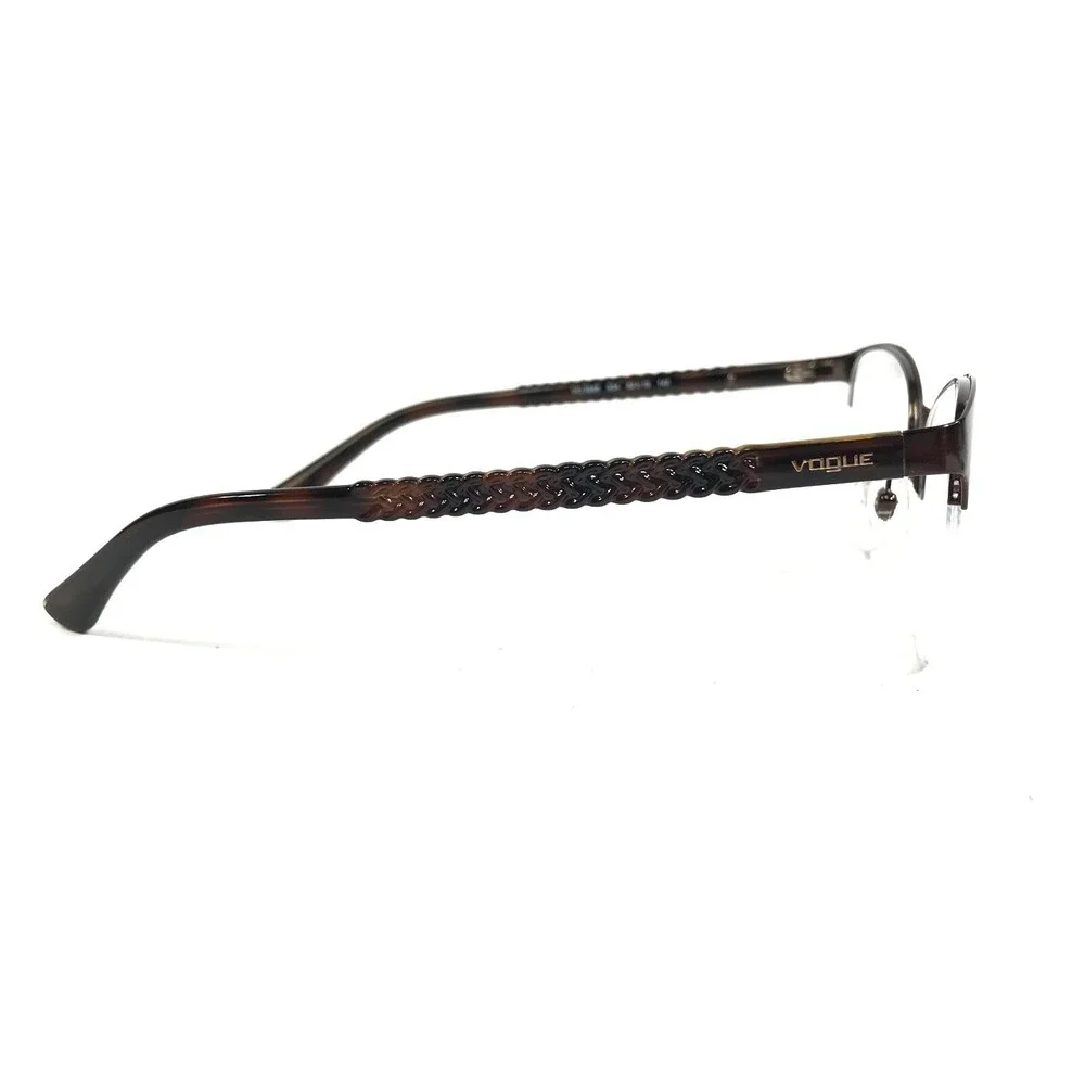 Vogue Eyeglasses Frames VO3998 934 Brown Round Cat Eye Half Rim 52-19-140